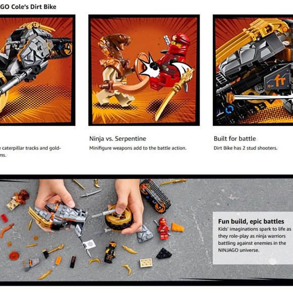 LEGO NINJAGO Cole’s Dirt Bike 70672 Building Toy - Picture 3 of 6
